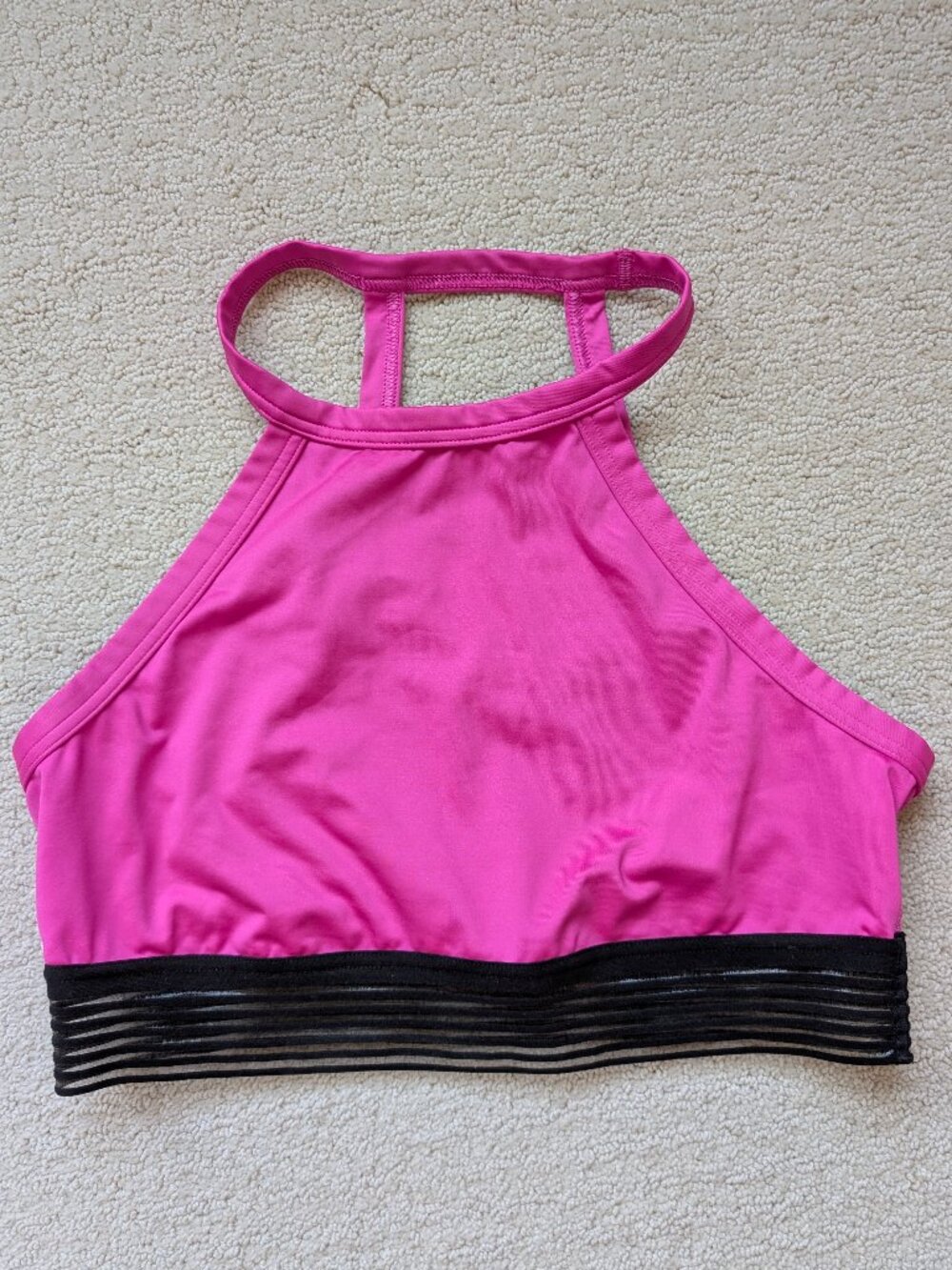 Victoria's Secret Large Sports Bra High Neck Halter Bra Hot Pink Yoga Run Top